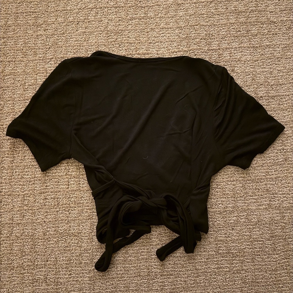 Nasty Gal Black Wrap Crop Top - Picture 3 of 3